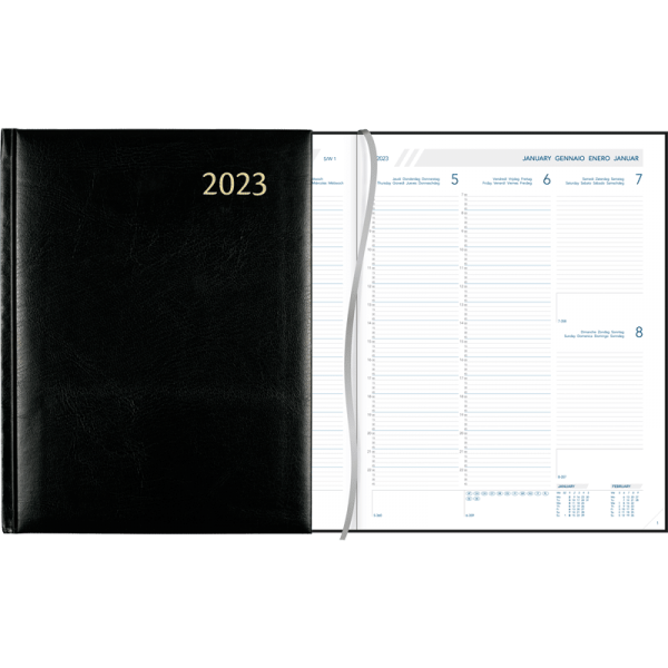 Agenda Plan-a-week relié 2023 noir