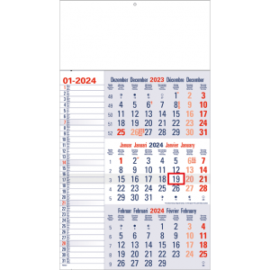 Calendrier trimestriel Mémo bleu 2024