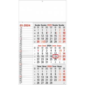 Calendrier trimestriel Mémo gris 2024