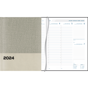 Agenda Plan-a-week 2024 cousu - gris