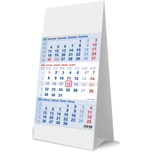 Calendrier de bureau 3 mois 2024 bleu