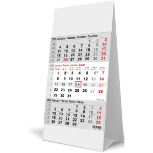 Calendrier de bureau 3 mois 2024 gris