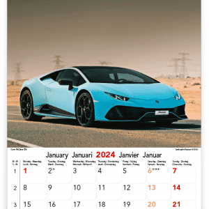 Calendrier mural Sports Cars 2024 - Janvier