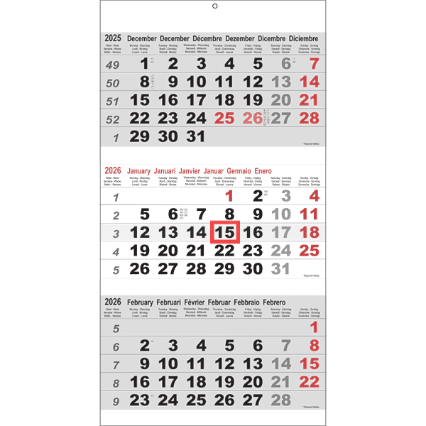 Calendrier trimestriel Maxi 2026