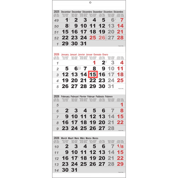 Calendrier 4 mois Maxi 2026