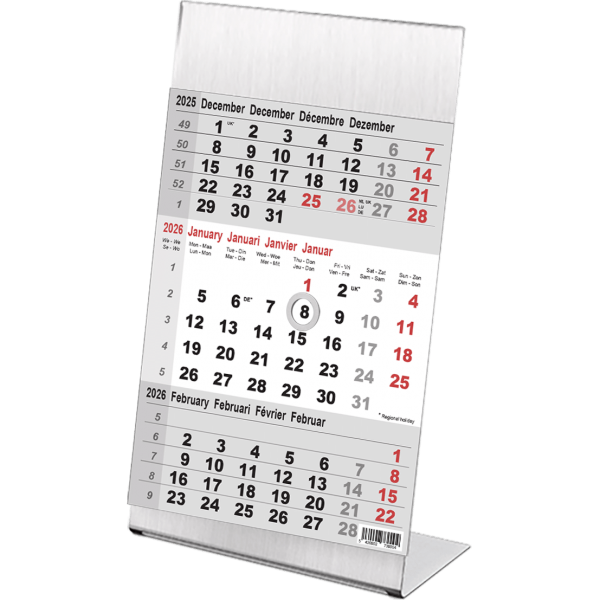 Calendrier d bureau 3 mois Steel 2026