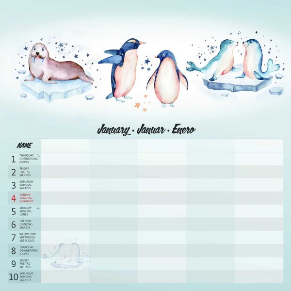 Calendrier mural Family Planner - janvier détail
