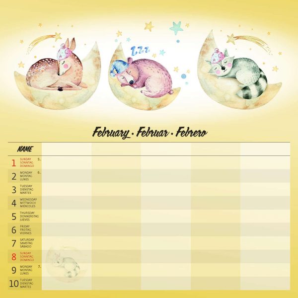 Calendrier mural Family Planner - février détail