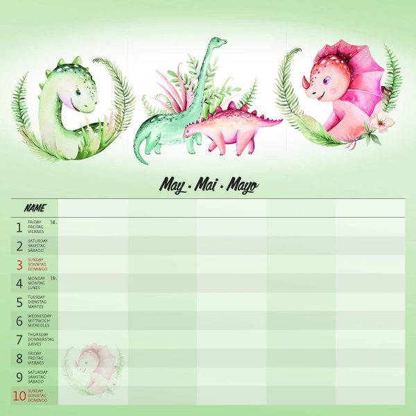 Calendrier mural Family Planner - mai détail
