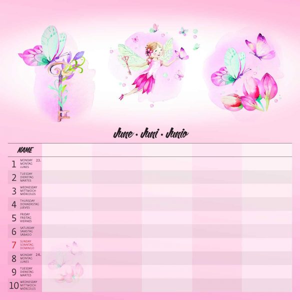 Calendrier mural Family Planner - juin détail