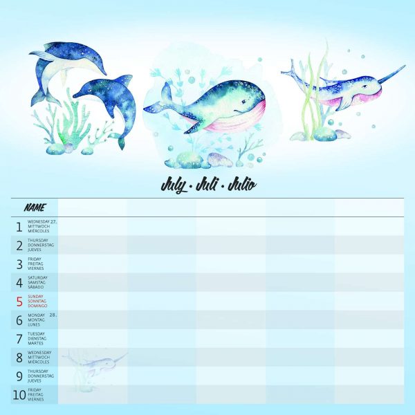 Calendrier mural Family Planner - juillet détail