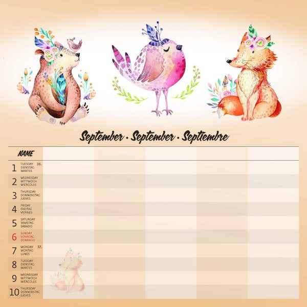 Calendrier mural Family Planner - septembre détail