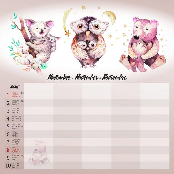 Calendrier mural Family Planner - novembre détail