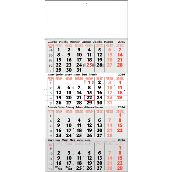 Calendrier 4 mois Classic 2026