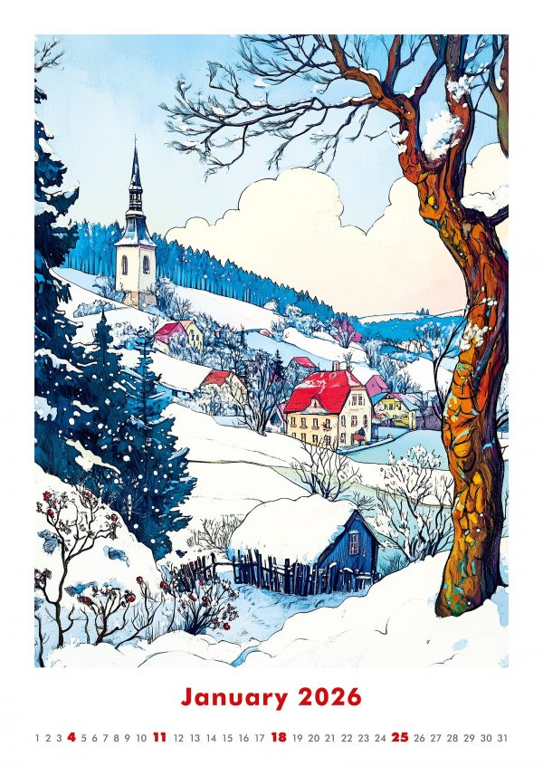 Calendrier mural Art Naive 2026 - janvier