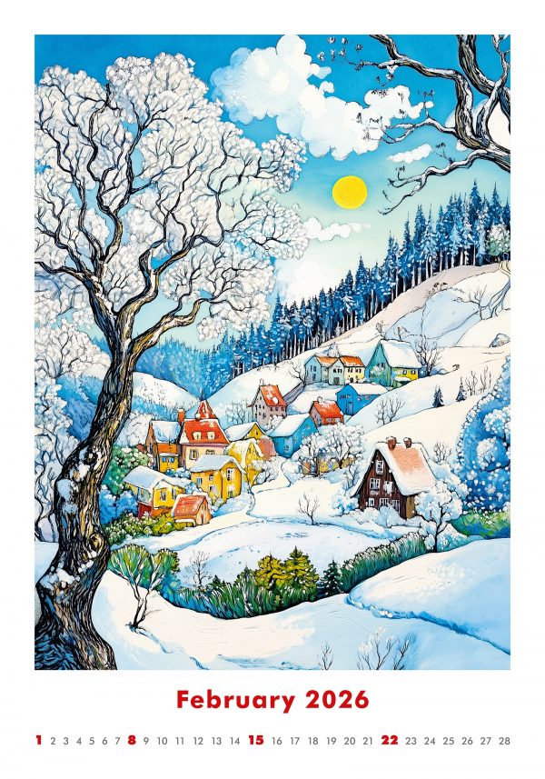 Calendrier mural Art Naive 2026 - février