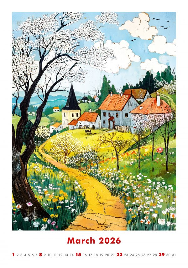 Calendrier mural Art Naive 2026 - mars