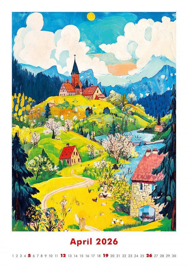 Calendrier mural Art Naive 2026 - avril