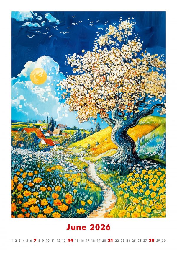 Calendrier mural Art Naive 2026 - juin