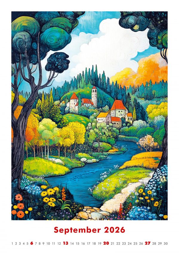 Calendrier mural Art Naive 2026 - septembre