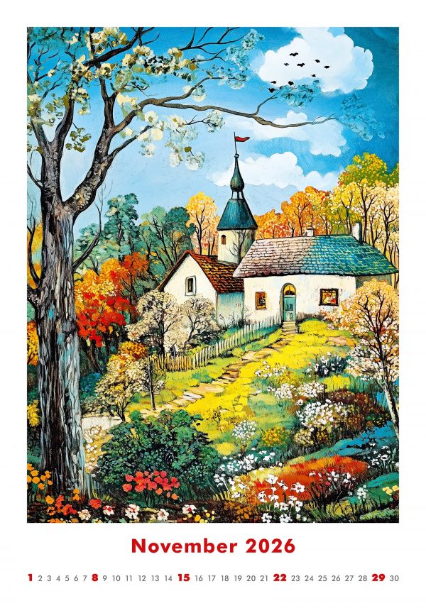 Calendrier mural Art Naive 2026 - novembre