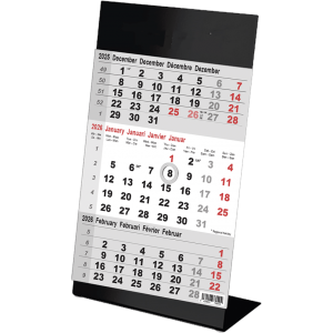 Calendrier de bureau 3 mois Color noir 2026
