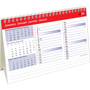 Calendrier de bureau Belgium Memo 2026