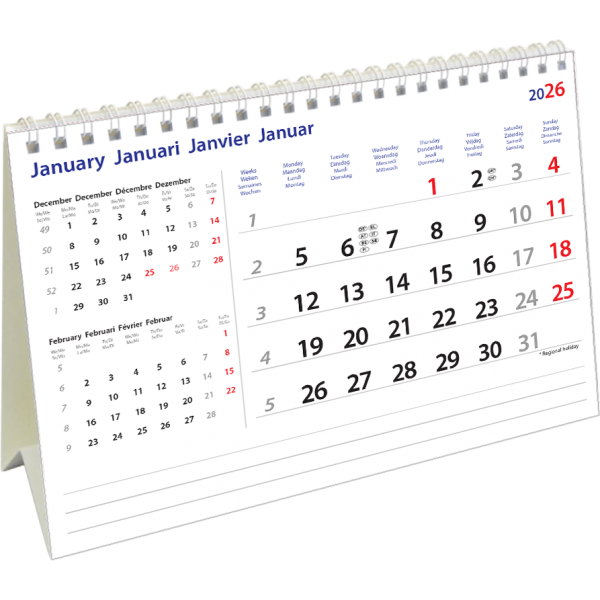 Calendrier de bureau International 2026
