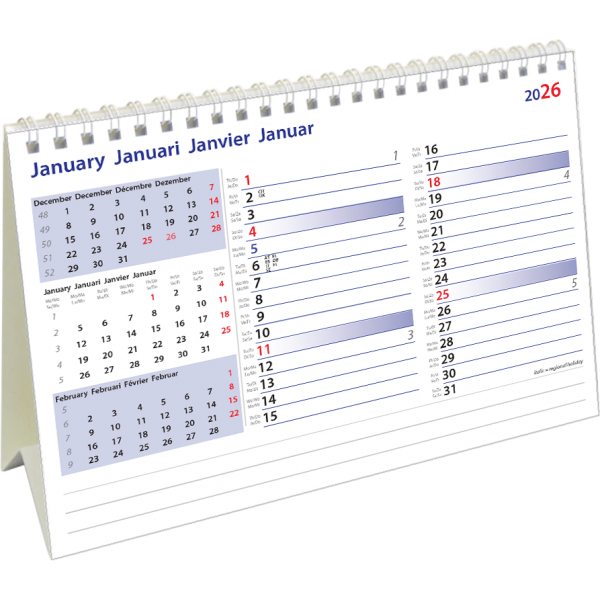 Calendrier de bureau International mémo 2026
