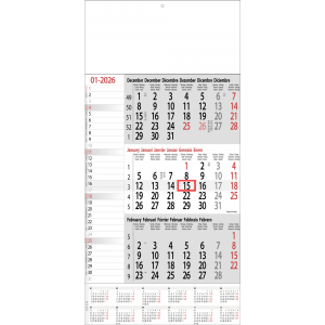 Calendrier trimestriel Mémo avec récapitulatif annuel 2026