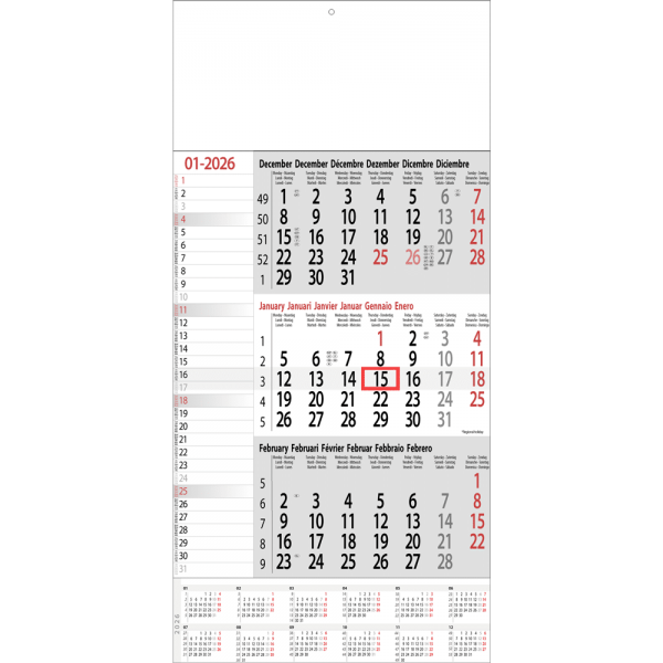 Calendrier trimestriel Mémo avec récapitulatif annuel 2026