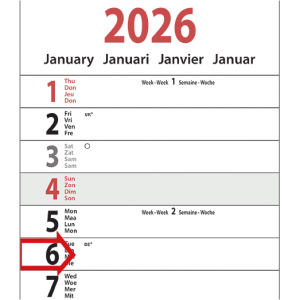 Calendrier languette XL 2026 - Détail