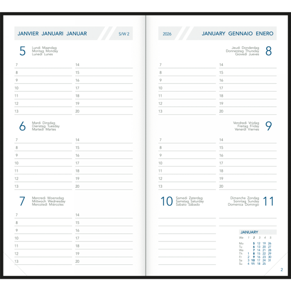 Agenda de poche Visuplan 2026 relié