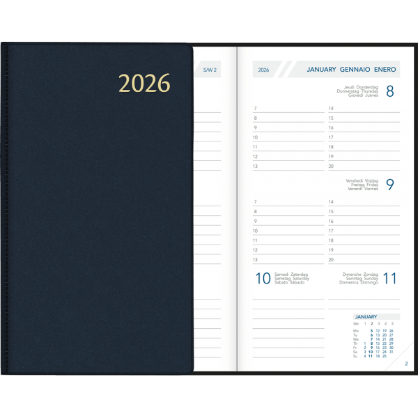Agenda de poche Visuplan 2026 relié bleu
