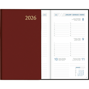 Agenda de poche Visuplan 2026 relié bordeaux