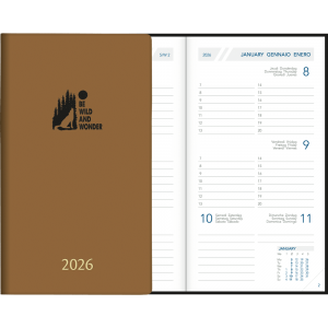 Agenda de poche Visuplan 2026 relié brun cacao