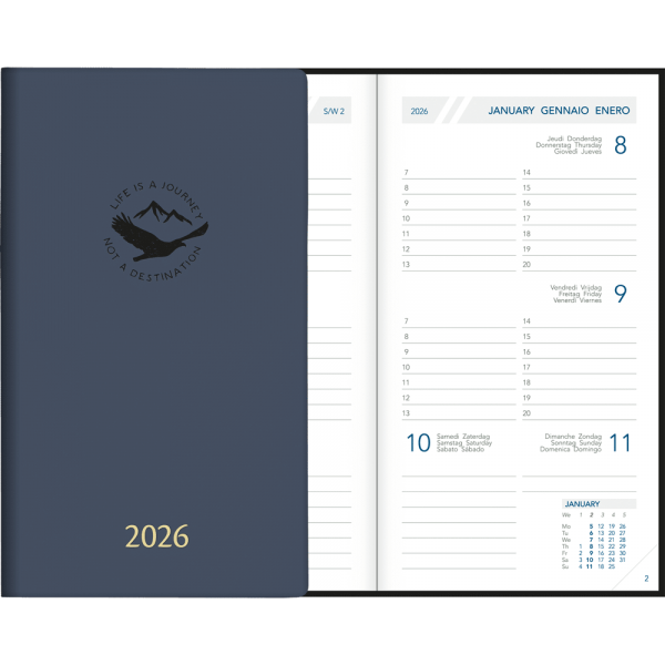 Agenda de poche Visuplan 2026 relié indigo