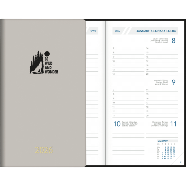 Agenda de poche Visuplan 2026 relié gris brume