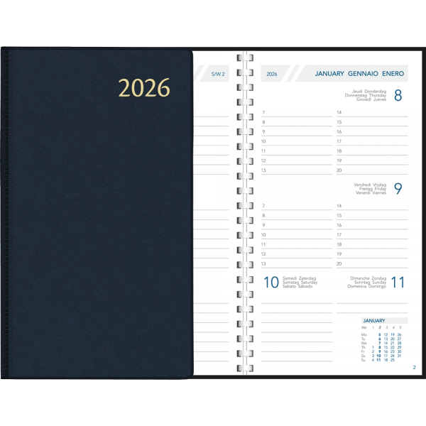Agenda de poche Visuplan 2026 spirale bleu