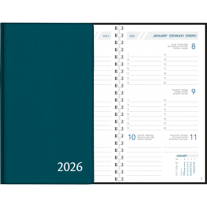 Agenda de poche Visuplan 2026 spirale bleu vert