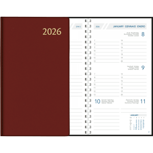 Agenda de poche Visuplan 2026 spirale bordeaux