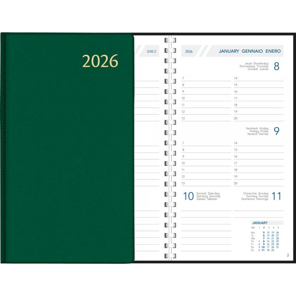 Agenda de poche Visuplan 2026 spirale vert