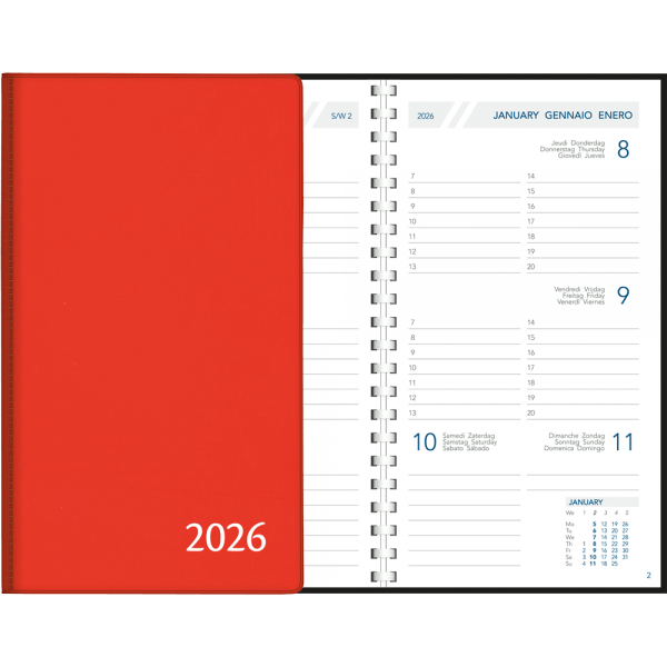 Agenda de poche Visuplan 2026 spirale rouge