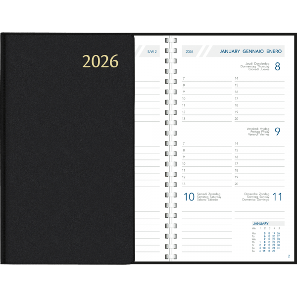 Agenda de poche Visuplan 2026 spirale noir