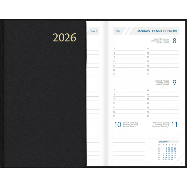 Agenda de poche Visuplan 2026 relie noir